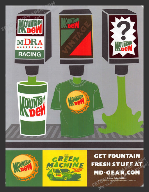 2005 Mountain Dew MDRA Racing Green Machine Promo Print Advertisement.