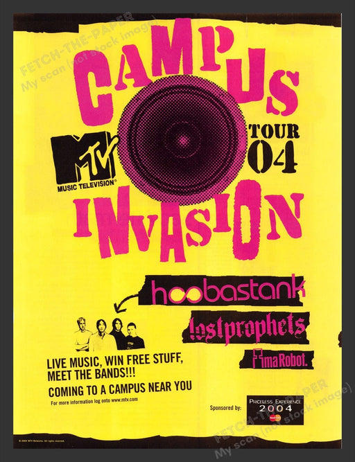 2004 MTV Tour Campus Invasion Music Print Advertisement Ad