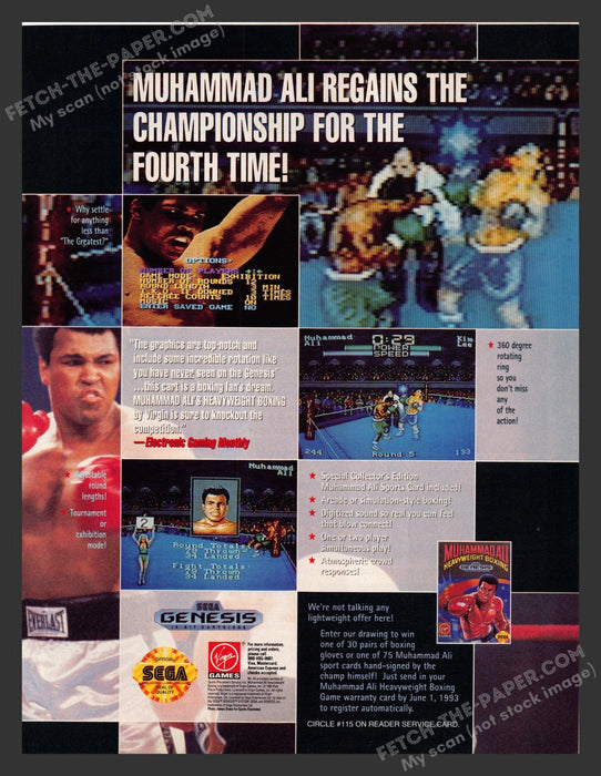 1992 Print Advertisement Muhammad Ali Heavyweight Boxing Athlete Video Game Ad.