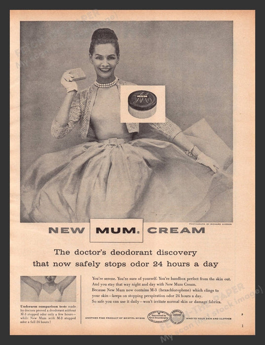 1956 Mum Cream Doctor's Deodorant Print Advertisement Ad