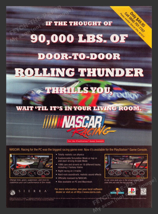1997 Nascar Racing Rolling Thunder Video Game Print Advertisement