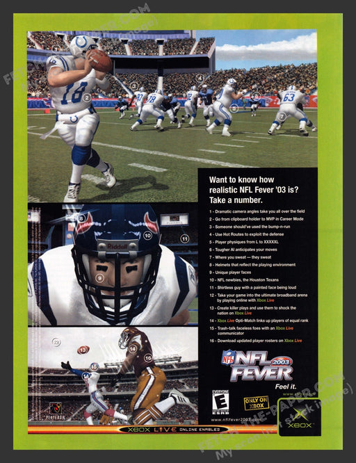 2002 NFL Fever 2003 Video Game Print Advertisement.