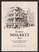 Nina Ricci Boutiques Paris Drawing 1980s Print Advertisement 1983 Fetch the Paper!
