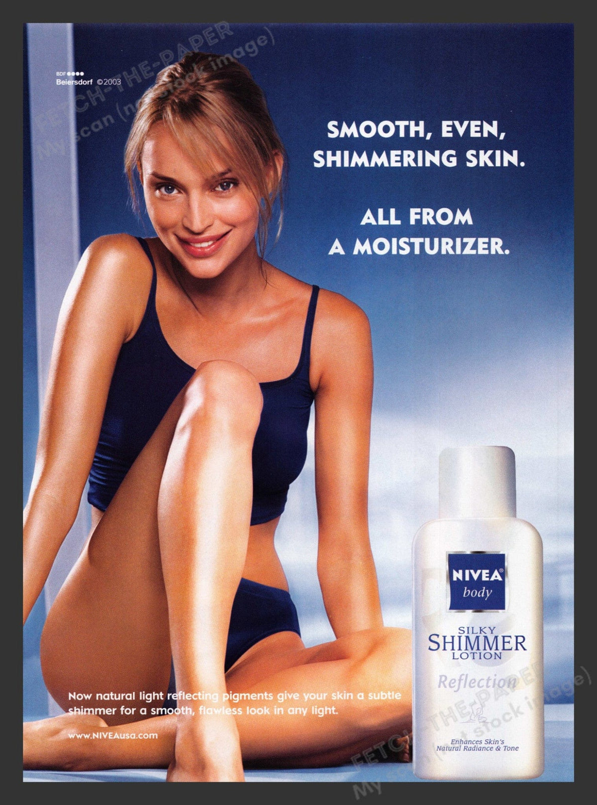 Vintage 2003 Nivea Body Silky Shimmer Lotion Ad - Sexy Girl