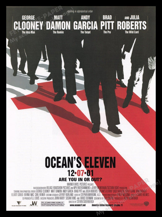 Ocean's Eleven 2000s Print Advertisement Ad 2001 Movie Release Fetch the Paper!