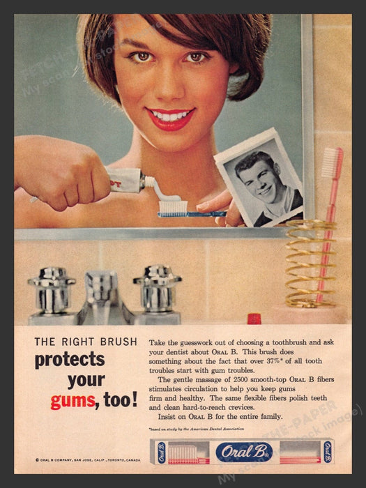 1963 Oral B Toothbrush Teenager Mirror Print Advertisement Ad