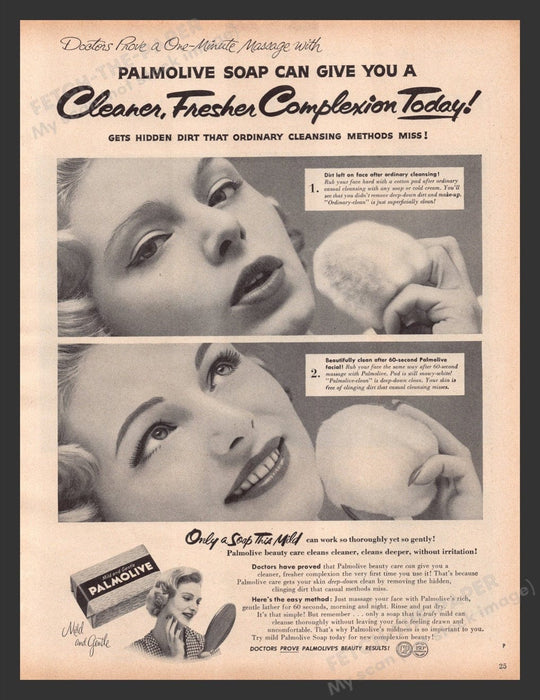 1956 Palmolive Soap Mild Cleaner Complextion Print Advertisement Ad