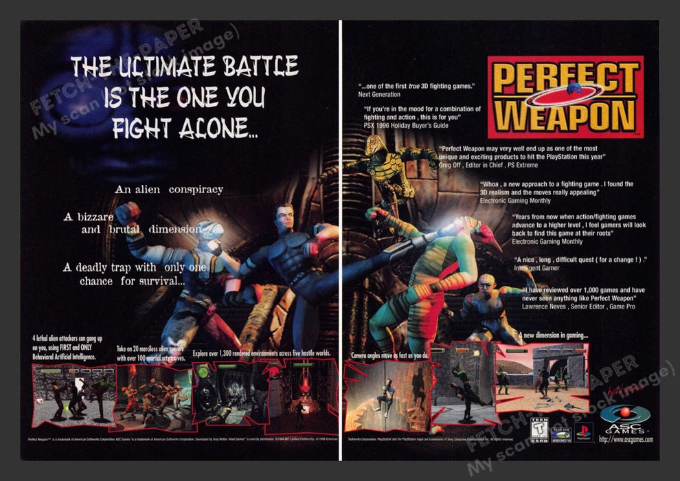 1997 Perfect Weapon Video Game Print Advertisement (2 Pages)