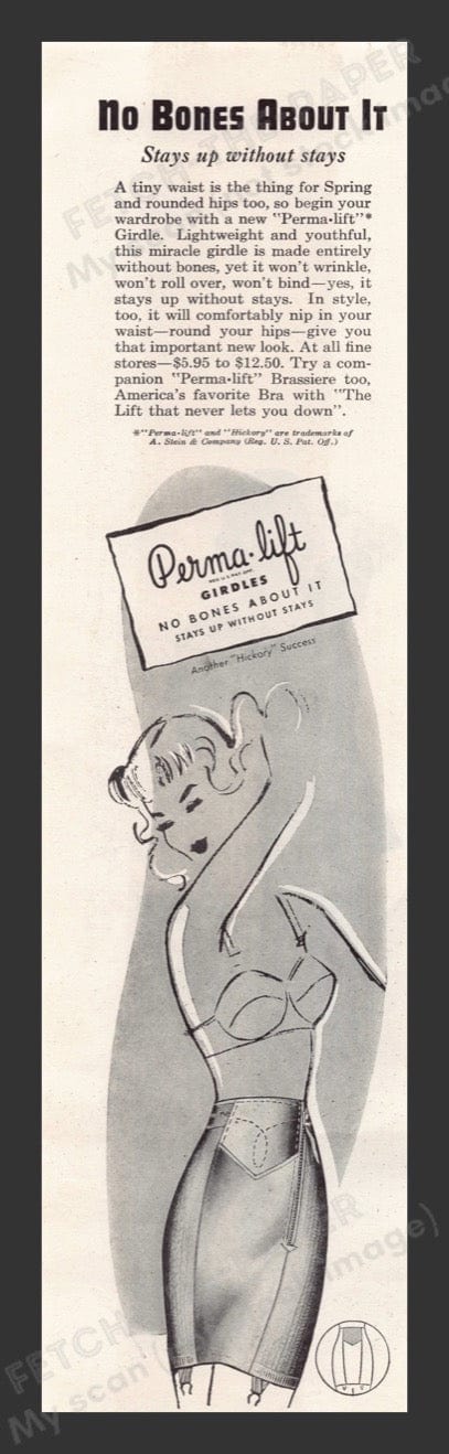 1948 Perma Lift Girdles "No Bones About it" Print Advertisement Ad