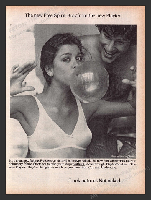 1979 Playtex Free Spirit Bra Girl Blowing Bubble Gum Print Advertisement Ad