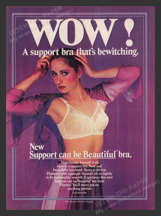 1980 Playtex Beautiful Bra "Wow" Bewitching Print Advertisement Ad