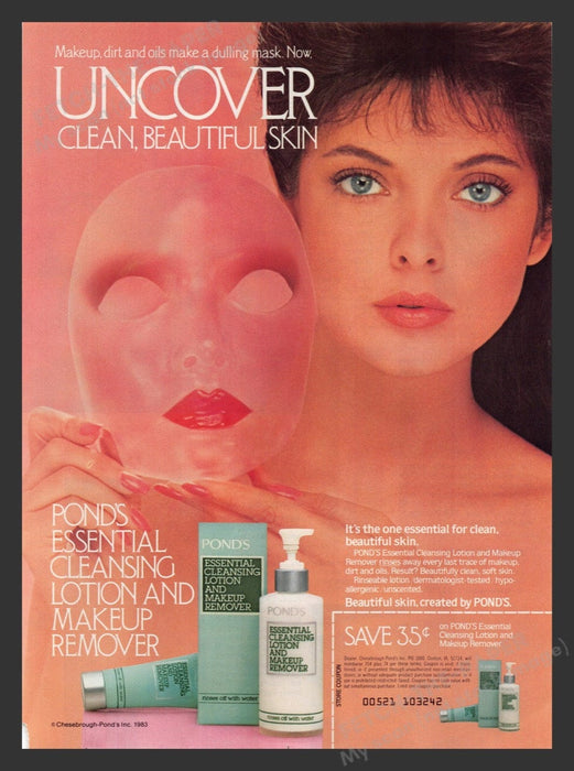 1983 Pond's Essential Cleansing Lotion & Makeup Remover Print Advertisement Ad