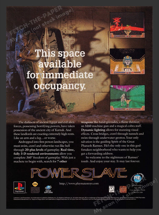1997 Power Slave Mummy's Tomb Video Game Print Advertisement
