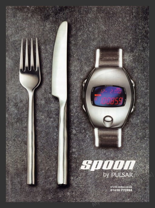 1999 Pulsar Watches "Spoon" Seiko Print Advertisement Ad.