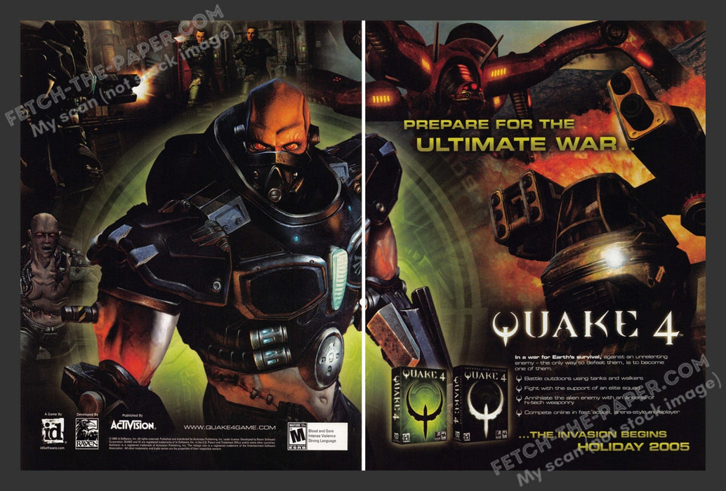 2005 Print Advertisement 2 Page Quake 4 Video Game Ad.