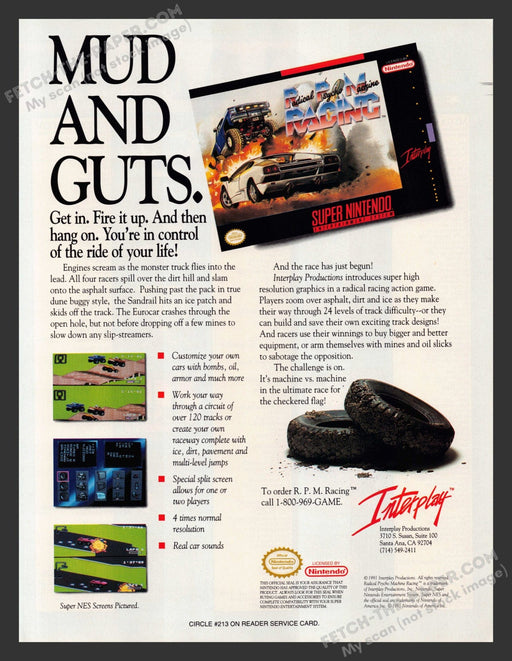 1991 Print Advertisement Radical Psycho Machine Racing Video Game Ad.