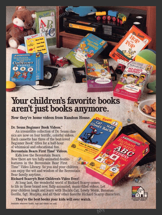 1989 Random House Home Video for Kids Dr. Seuss etc... Print Advertisement Ad