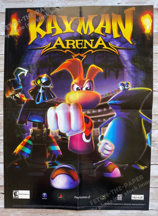 Rayman Arena 2000s Video Game 14.75" x  20.25"  ORIGINAL Poster 2002 Fetch the Paper!