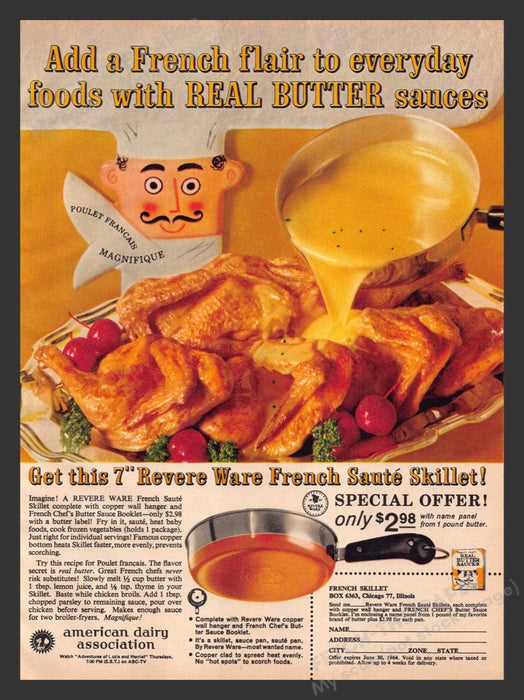 1963 Revere Ware Saute Skillet Print Advertisement Ad