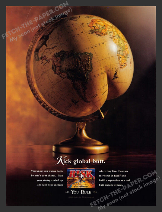 2001 Risk Board Game "Kick Global Butt!" Print Advertisement Ad.