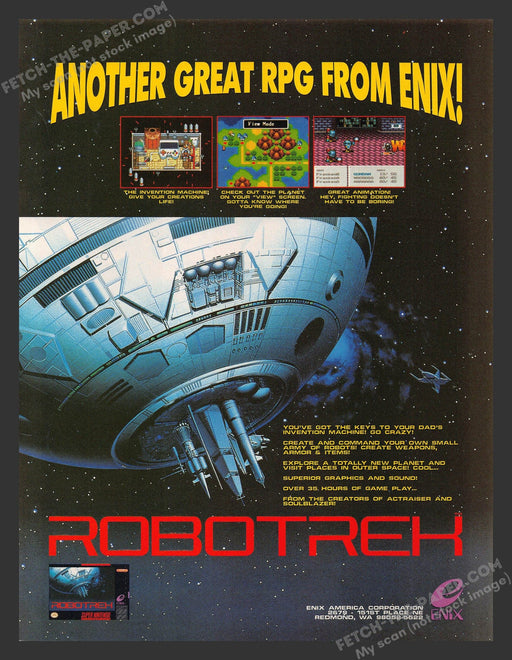 1994 Print Advertisement Robotrek Super Nintendo Video Game Ad.