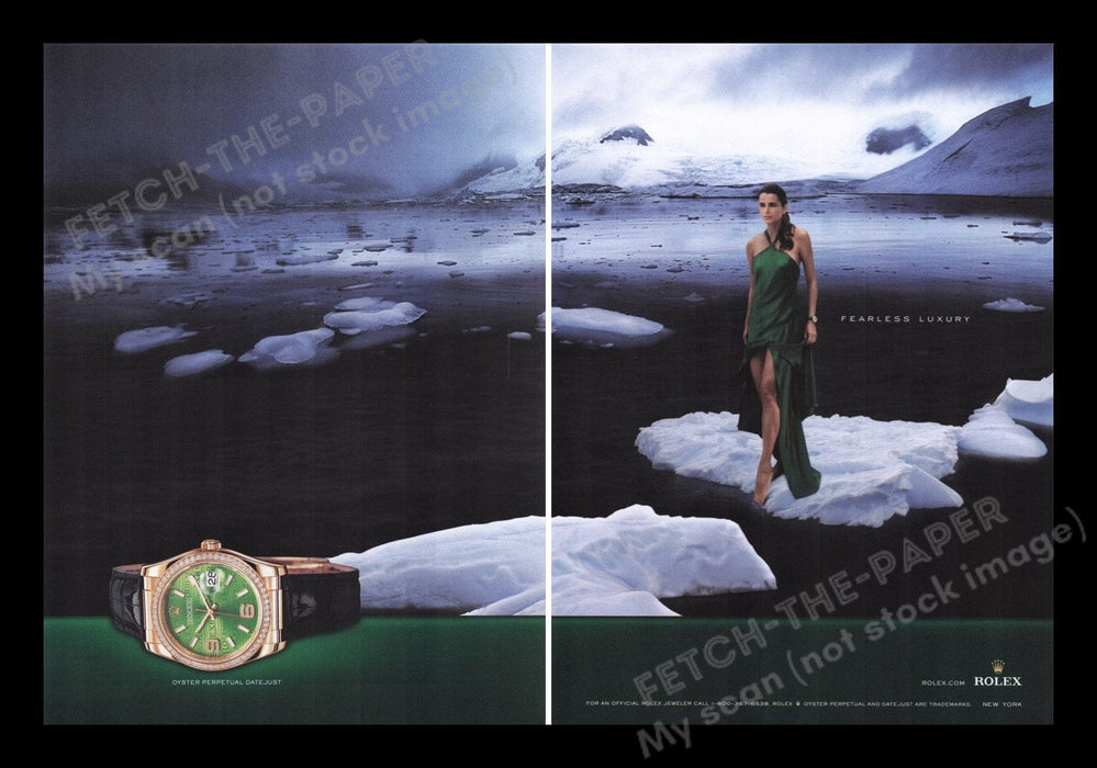 Rolex Watch 2000s Print Advertisement Ad (2 pages) 2007 Walking on Icebergs Fetch the Paper!