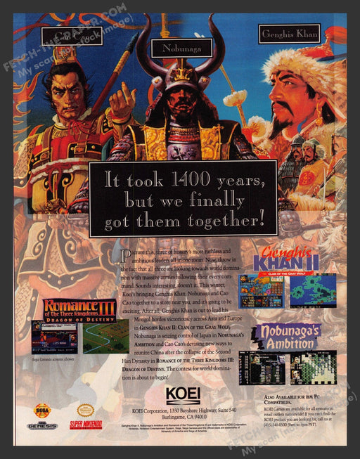1993 Print Advertisement Romance of the Three Kingdoms III Video Game Ad.