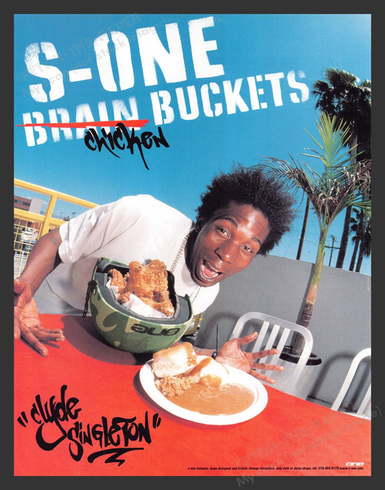 2003 S-One Helmets Clyde Singleton Athlete Skateboarder Print Advertisement Ad.