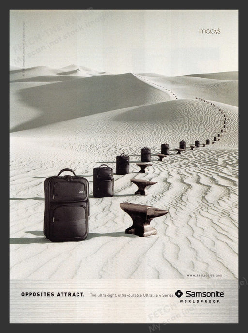 2000 Samsonite "Opposites Attract" Luggage Sand Dunes Print Advertisement Ad