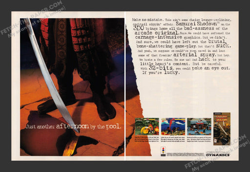 1994 Print Advertisement 2 Page Samurai Shodown Crystal Dynamics Video Game Ad.