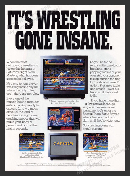 1994 Saturday Night Slam Masters Video Game Print Advertisement