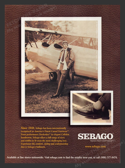 2000 Sebago Footwear Since 1946 Airplane Print Advertisement Ad