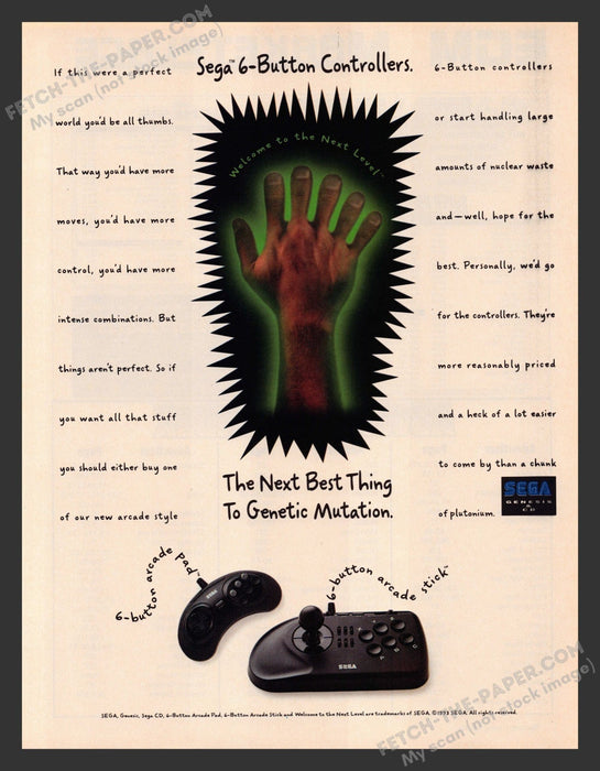 1993 Print Advertisement Sega 6-Button Controller Video Game Ad.