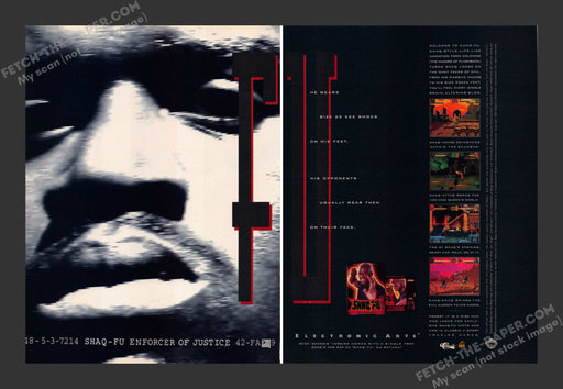 1994 Print Advertisement 2 Page Shaq-Fu Video Game Ad.