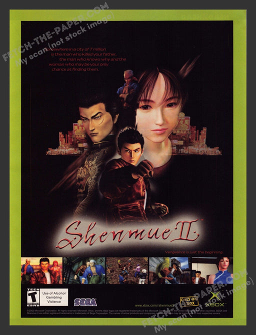 2002 Print Advertisement Video Game Shenmue II Ad.