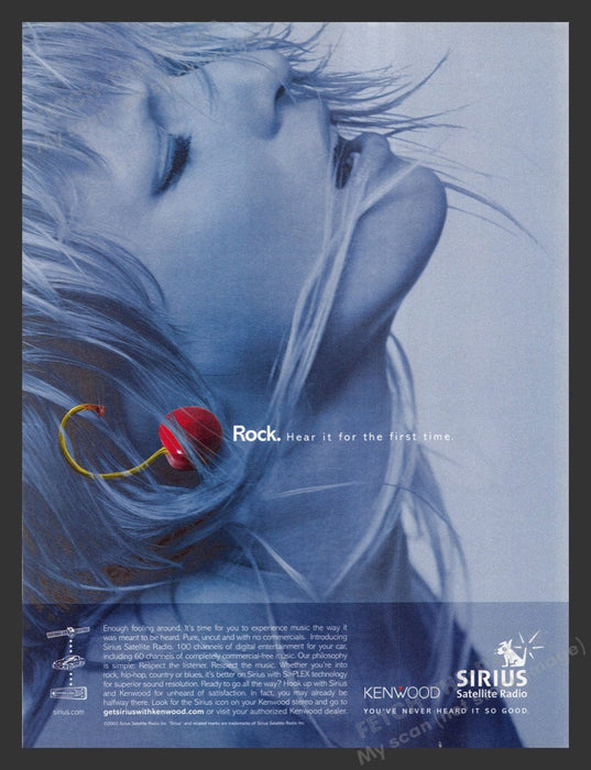 2002 Sirius Satellite Radio Rock Cherry Print Advertisement Ad