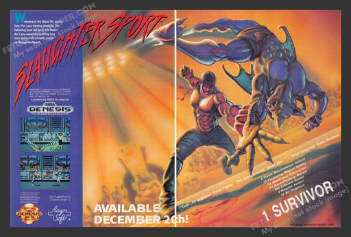 1991 Print Advertisement 2 Page Slaughter Sport Video Game Ad.