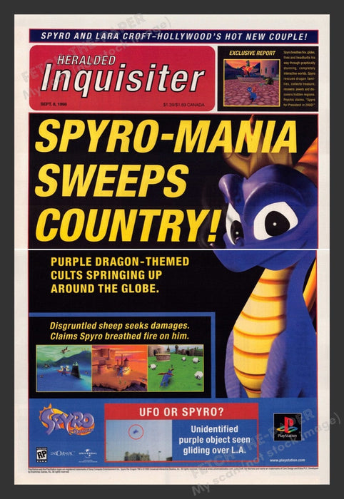 1998 Spyro: The Dragon Inquisitor  Video Game Print Advertisement (2 Pages)