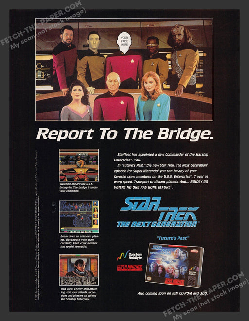 1990s Print Advertisement Star Trek The Next Generation Future's Past Video Game Ad.