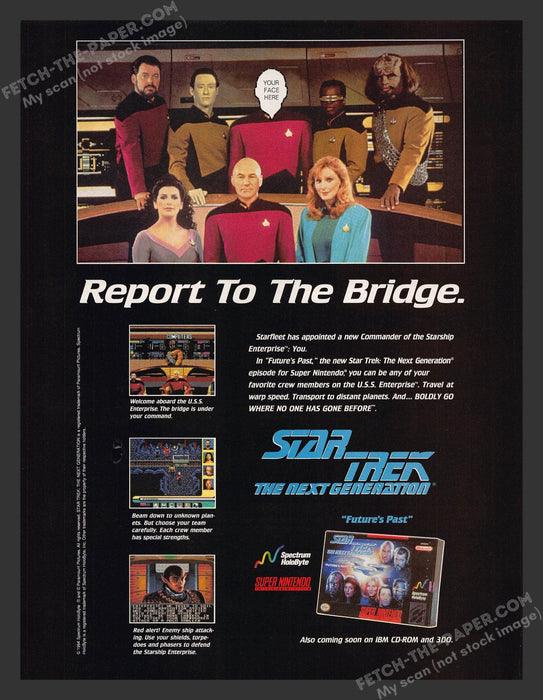 1990s Print Advertisement Star Trek The Next Generation Future's Past Video Game Ad.