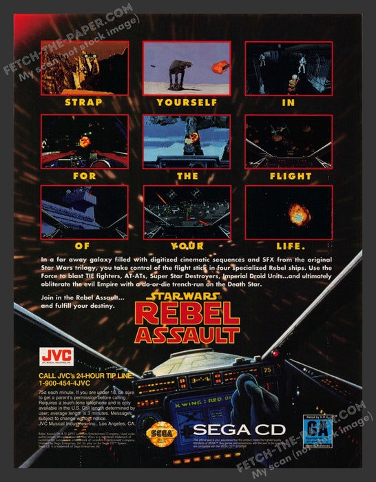 1993 Print Advertisement Star Wars: Rebel Assault Video Game Ad.