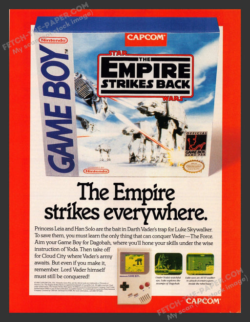 1992 Print Advertisement Star Wars: The Empire Strikes Back Video Game Ad.