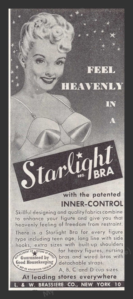 1948 Starlight Bra Feel Heavenly Print Advertisement Ad