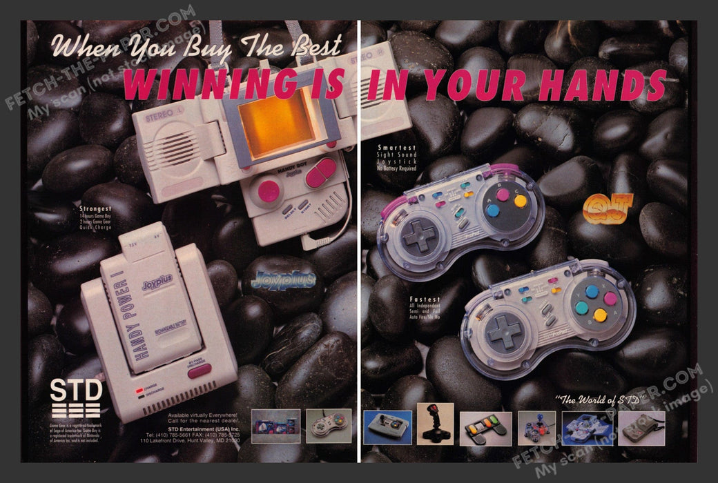 1992 Print Advertisement 2 Page STD Controllers & Accessories Video Game Ad.