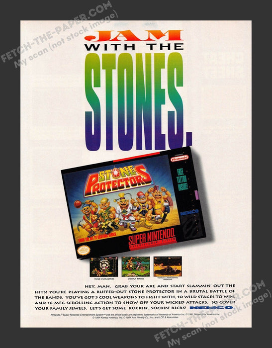 1994 Print Advertisement Stone Protectors Super Nintendo Video Game Ad.