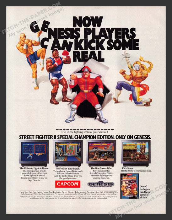 1993 Print Advertisement Street Fighter II Video Game Ad.