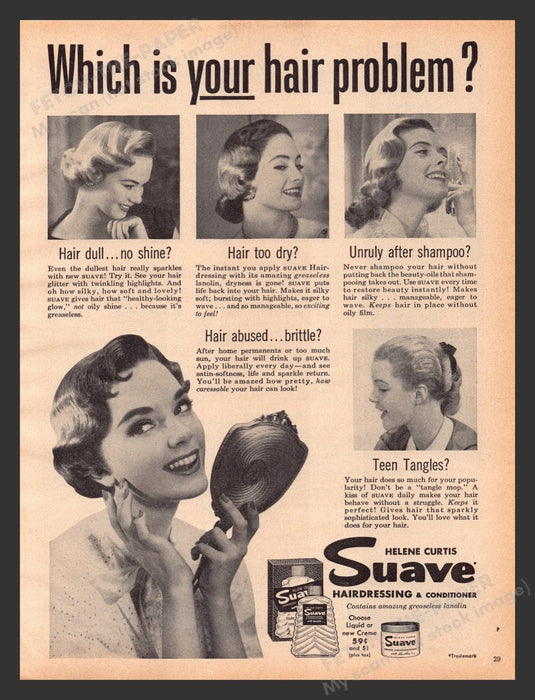 1956 Suave Helene Curtis Hair Problem Fixes Print Advertisement Ad