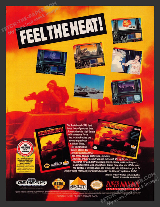 1992 Print Advertisement Super Battletank: War in the Gulf Video Game Ad.