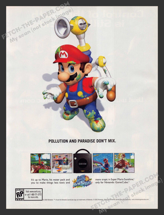 2002 Print Advertisement Video Game Super Mario Sunshine Ad.
