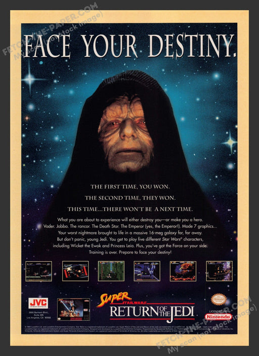 1994 Print Advertisement Super Star Wars: Return of the Jedi Video Game Ad.